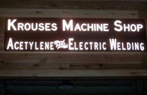 Krouses Machine Shop Acetylene and Electric Welding Sign