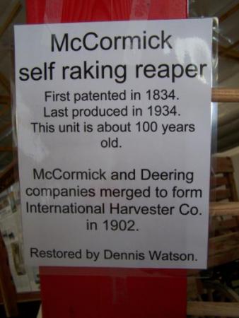 Information about the McCormick self raking reaper.